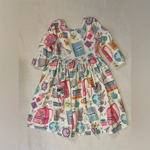 Mila & Rose School is Cool 3/4 Sleeve Pocket Twirl Dress - Picture 2 of 5